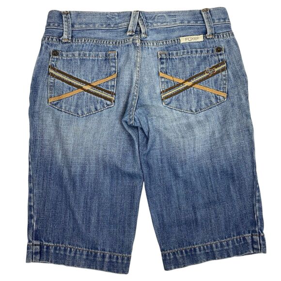 Fox Racing Bermuda Jean Shorts Sz 3 /small Blue Medium Wash Y2K Beach - Picture 2 of 7